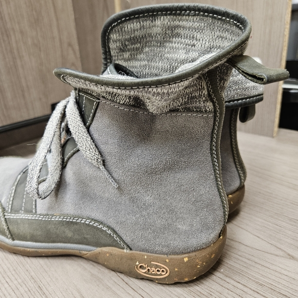 Chaco Barbary Castle Rock Chukka Boots Leather Women's Size 11 Gray Olive Green - Picture 11 of 13